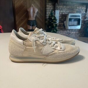 Philippe Model Paris White Glitter Women’s 10 TRPX Low Top Sneakers
